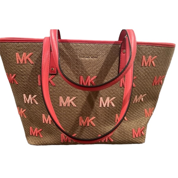 Michael Kors Carter Bag Large Tote in Dahlia Orange and Brown $258 - Picture 1 of 10